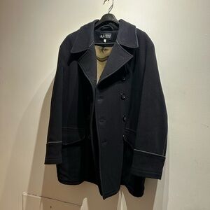 Armani Virgin Wool Peacoat 52/XL Blue Navy Made In Italy 🇮🇹